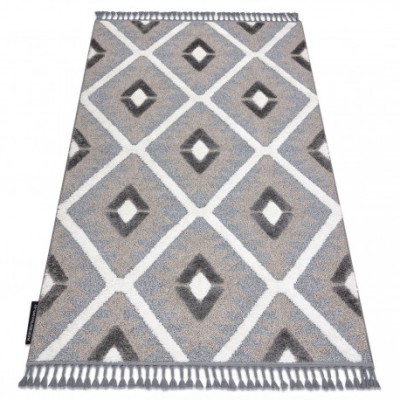 Covor MAROC P651 Caro gri / alb Franjuri Berber shaggy, 120x170 cm foto