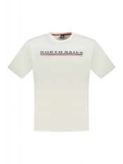 Tricou barbati, cu imprimeu cu logo, Regular fit, Alb, S foto