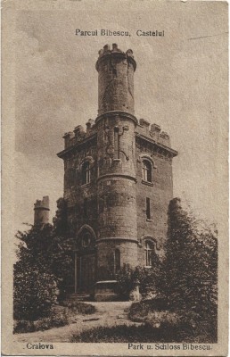 CP764N Parcul Bibescu, Castelul, Craiova, Park u Schloss Bibescu, carte poștală, 1920 foto