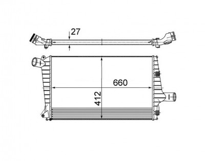 Intercooler Audi A6, 07.1999-01.2005; Allroad, 2003-2006 Motor 2,5 Tdi, Aluminiu/Plastic Brazat, 660x412x27, SRL, OE: 4b0145805e; 4b0145805f, foto