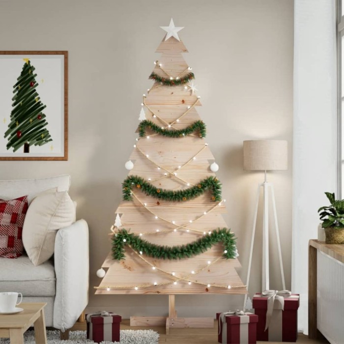 Gossi brad de craciun din lemn decorativ, 180 cm, lemn de pin masiv