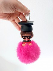 Maimutica Monchhichi (kiki), moncicci, moncici, POM-POM, roz, invatatel