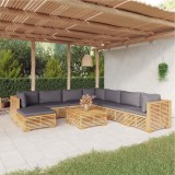 Cumpara ieftin Set mobilier grădină cu perne, 9 piese, lemn masiv de tec