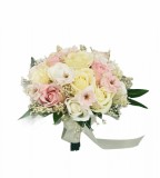 Buchet mediu personalizabil cu trandafiri, flori de cires si floarea miresei (Alb, Roz, Crem), Eventissimi&reg;