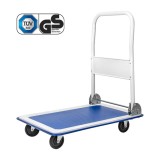 Carucior transport marfa depozit Leziter, 150kg, otel, roti 4, albastru/negru, profesional/semiprofesional, 72x48x83 cm