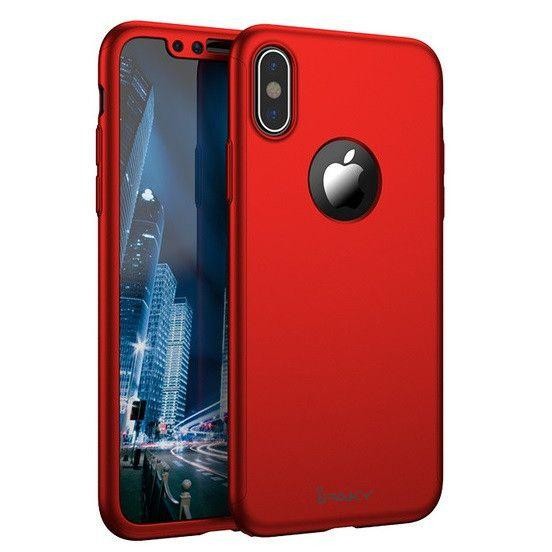 Husa de protectie pentru Apple iPhone XS MAX, iPaky Pro Red Original Case, acoperire completa 360 grade cu