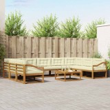 vidaXL Set de canapele de exterior cu pernă 10 pcs Natural și Crem 3368218