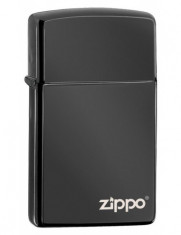 Bricheta Zippo 28123ZL Slim High Polish Black Zippo Logo foto