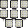 Set 8 Proiectoare LED 48W Auto Off-Road IPF, IP67, 6500K, Durata 30000h, Lumina Alba Rece, -40&deg;C - +60&deg;C, Accesorii Incluse