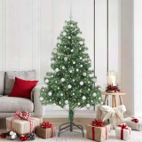 vidaXL Brad de Crăciun cu 300 LED cu suport Verde 180 cm PVC 3396383