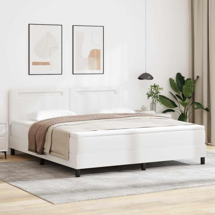 Cadru de Pat cu Saltea Alb 180 x 200 cm Piele artificială