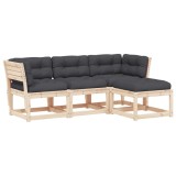 Set mobilier de gradina cu perne, 4 piese, lemn masiv de pin