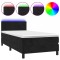 Pat cu arcuri, saltea si LED, negru, 90x200 cm, catifea