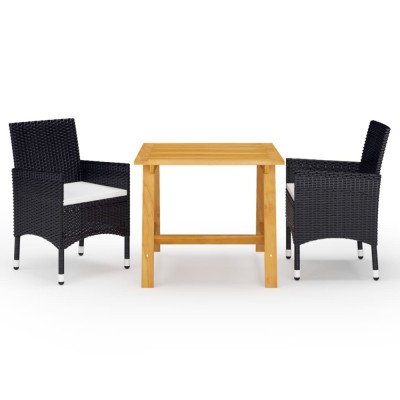 vidaXL Set mobilier de grădină cu perne, 3 piese, negru foto
