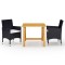 vidaXL Set mobilier de grădină cu perne, 3 piese, negru