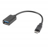 Cumpara ieftin Adaptor USB 2.0 OTG Lanberg 42444, microUSB tata la USB mama, cablu 15 cm, negru