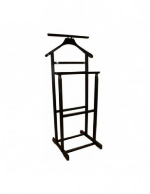 Portmantou suport haine, tip valet, dublu, din lemn masiv, 102 cm, wenge foto