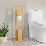 Set suport hartie igienica si perie WC Vasteras bambus [en.casa] HausGarden Leisure