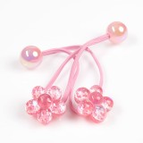 Set 2 elastice de par roz cu flori din margele