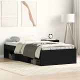 VidaXL Cadru de pat fără saltea Stejar negru 100x200 cm Lemn prelucrat