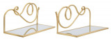 Set 2 rafturi pentru pat / noptiere, Mauro Ferretti, 41.5x18x20.5 cm, fier/oglinda, auriu