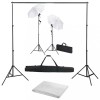 VidaXL Kit studio foto cu fundal, lămpi și umbrele 3055089