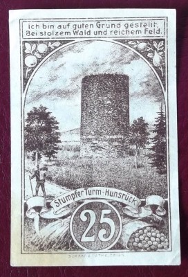 Germania notgeld 25 pfennig 1920 Berncastel ** foto