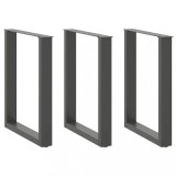 VidaXL Picioare de masă &icirc;n formă de U, 3 buc., antracit, 70x(72-73) cm, oțel