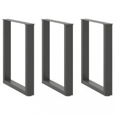 vidaXL Picioare de masă &icirc;n formă de U, 3 buc., antracit, 70x(72-73) cm, oțel