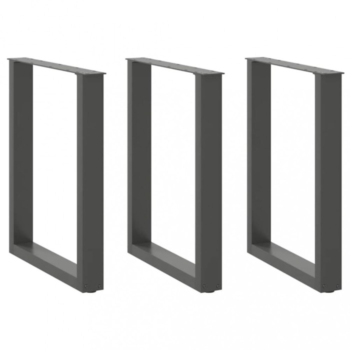 vidaXL Picioare de masă &icirc;n formă de U, 3 buc., antracit, 70x(72-73) cm, oțel
