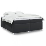 Cumpara ieftin Pat box spring cu saltea, negru, 200x200 cm, piele ecologică