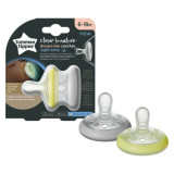 Suzeta de noapte Tommee Tippee Closer to Nature, 6 - 18 luni Breast like soother, Alb Galben, 2 buc