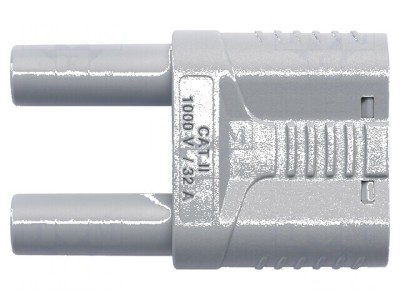 Conector banană 4mm stacabil 32A 1kVAC gri nichelat foto