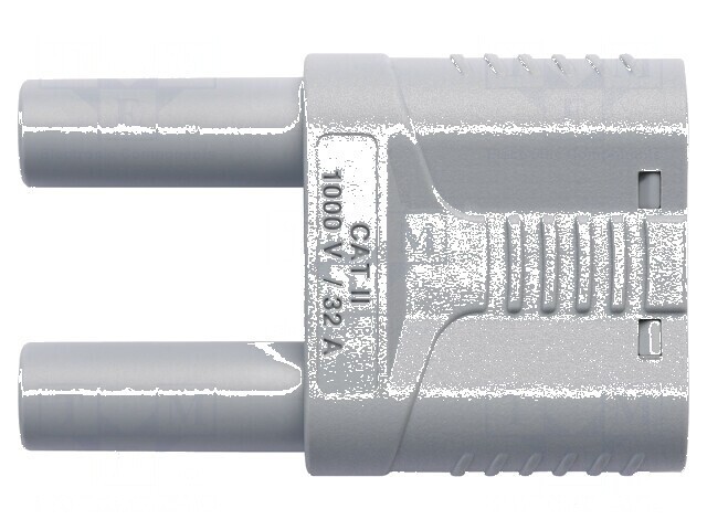 Conector banană 4mm stacabil 32A 1kVAC gri nichelat