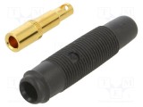 Conector banană 4mm soclu 16A 30V AC 60V DC negru aurit Hirschmann T&amp;M