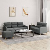 VidaXL Set de canapele cu perne, 3 piese, gri &icirc;nchis, textil
