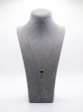 Cumpara ieftin Colier Minimalist din Argint 925 , Pandantiv Rectangular cu Piatra Verde Smarald, Lungime Ajustabila 42 (1,55g)