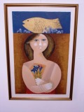Sami Briss (n. 1930 Iasi) &quot;Buchetul de flori&quot;, litografie, tablou autentic