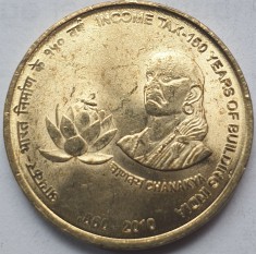 5 rupees / rupii 2010 India, Income Tax, km#379, aunc foto