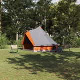 vidaXL Cort de familie Tipi gri și portocaliu, impermeabil pentru 8 persoane