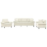 Cumpara ieftin Set de canapele cu perne, 3 piese, crem, catifea