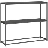 HOMCOM Consolă din oțel 2 etajere Design modern pentru living intrare coridor 100 x 30 x 87 cm Negru | Aosom Romania