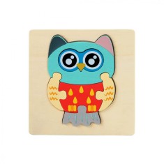 Puzzle Educaționale din lemn &ndash; Forme și Animale Bufniță