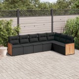 Cumpara ieftin Set canapele de grădină cu perne, 7 piese, negru, poliratan