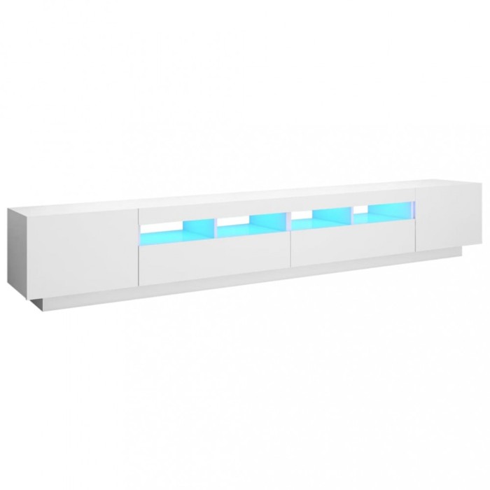 Comoda TV cu lumini LED, alb, 260x35x40 cm