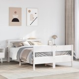 VidaXL Cadru de pat fără saltea, alb, 160x200 cm, lemn masiv pin