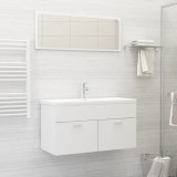 Cumpara ieftin Set mobilier de baie, alb, lemn prelucrat