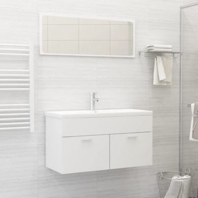 Set mobilier de baie, alb, lemn prelucrat foto