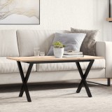 vidaXL Masă de cafea, cadru X, 100x50x45 cm, lemn masiv pin și Oţel 3282688