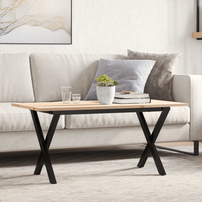 vidaXL Masă de cafea, cadru X, 100x50x45 cm, lemn masiv pin și Oţel 3282688
